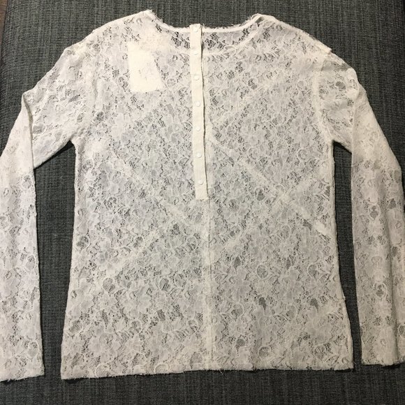Floral lace long-sleeve top, 38/M, NWT - Picture 4 of 5